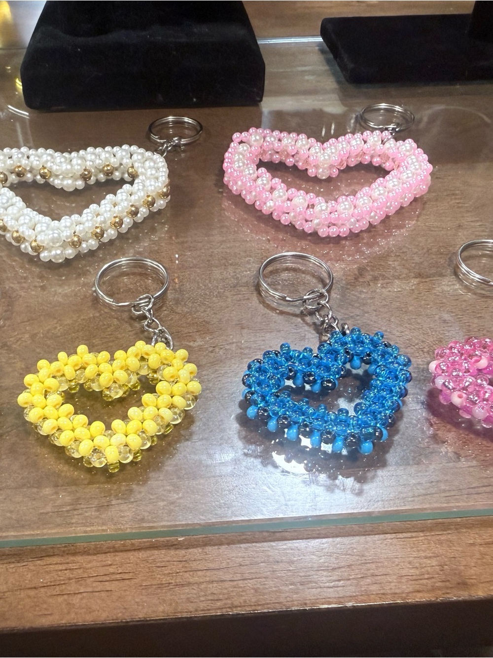 Beaded Heart Keychain - Blue